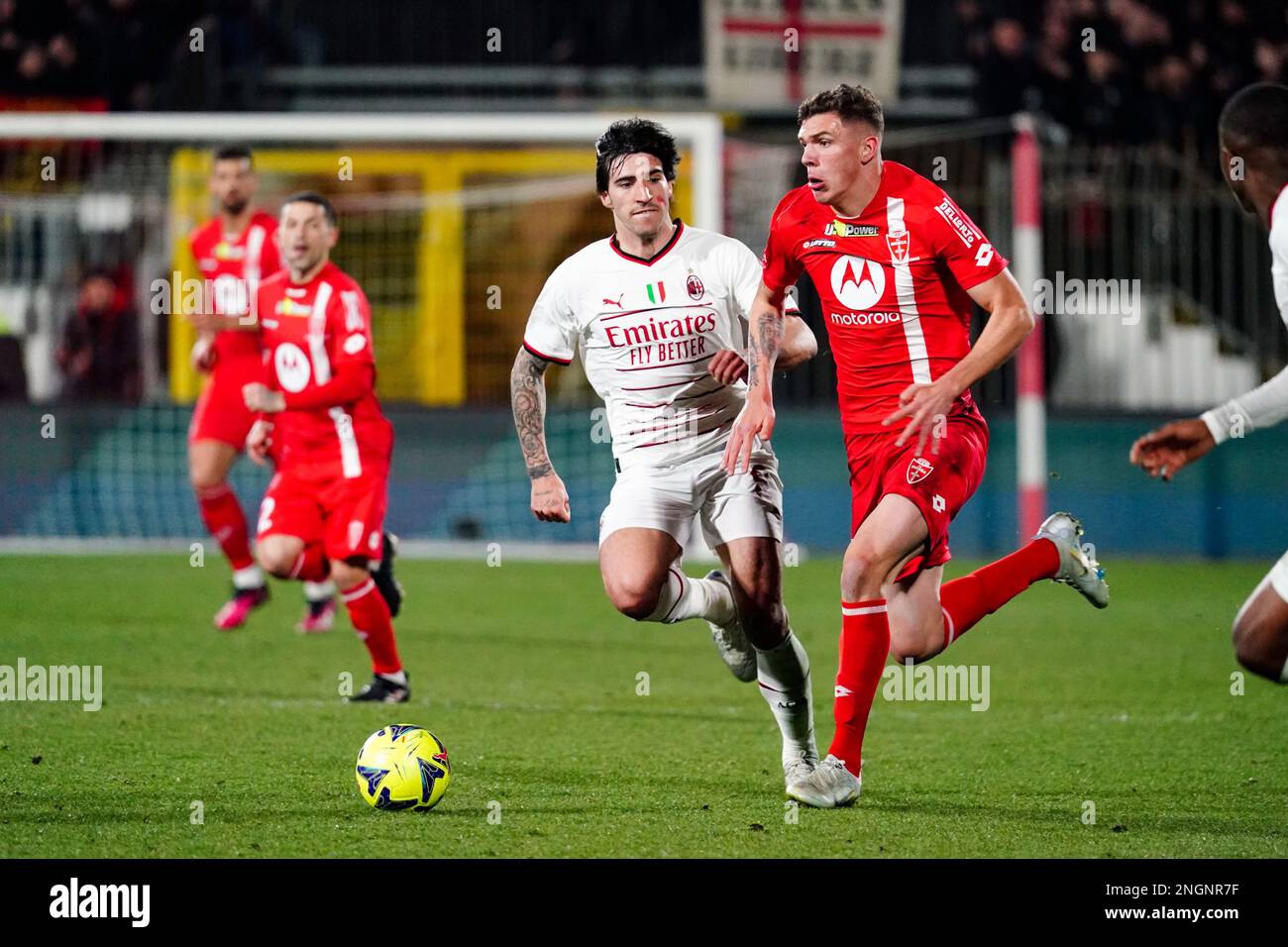 Monza, Italy. 18th Feb, 2023. Franco Carboni (AC Monza) during the Italian championship Serie A football match between AC Monza and AC Milan on February 18, 2023 at U-Power Stadium in Monza, Italy. Credit: Luca Rossini/Alamy Live News Stock Photo