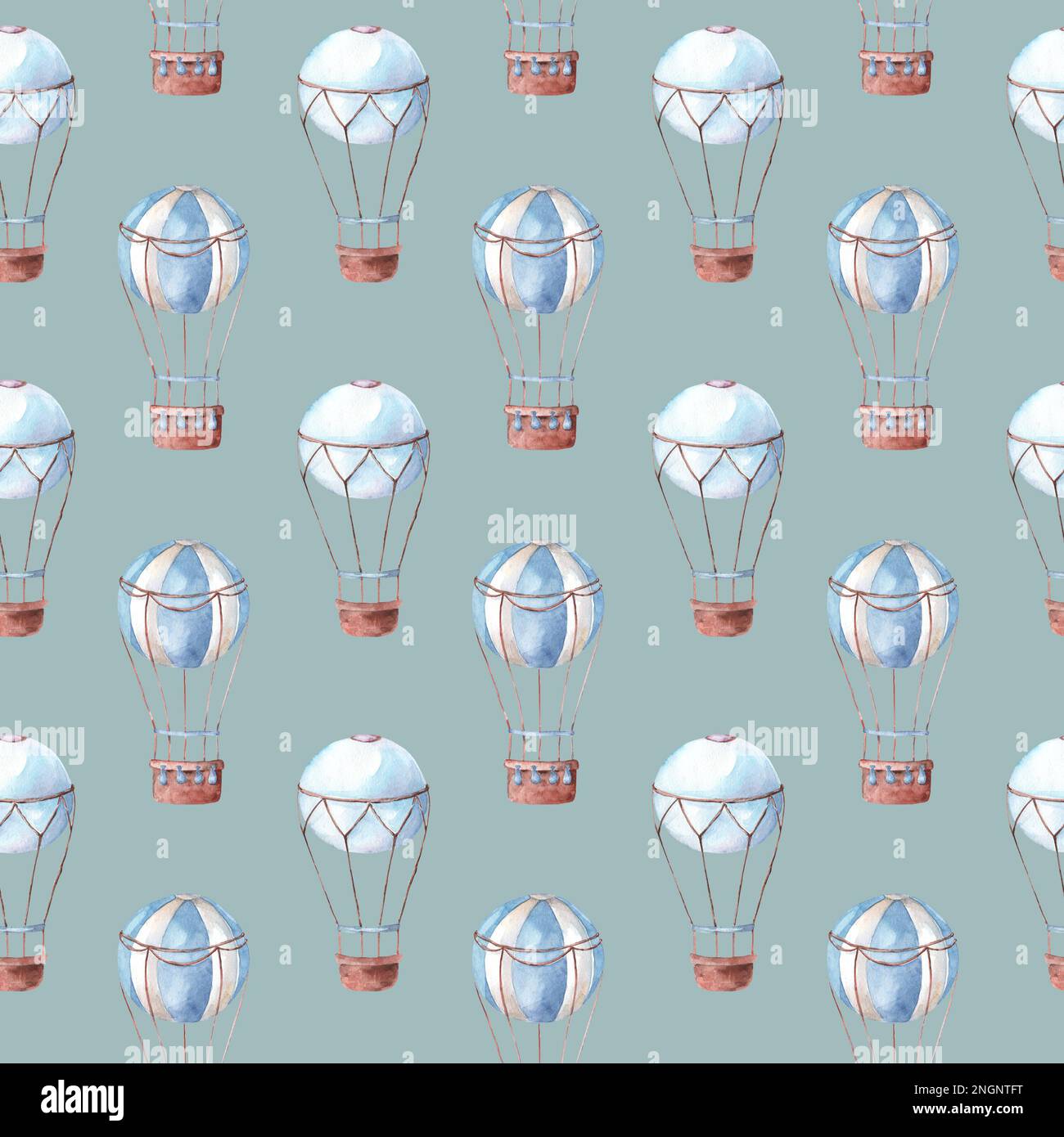 Watercolor seamless pattern with balloons. Pattern for the interior of a children's room, vintage Stock Photo
