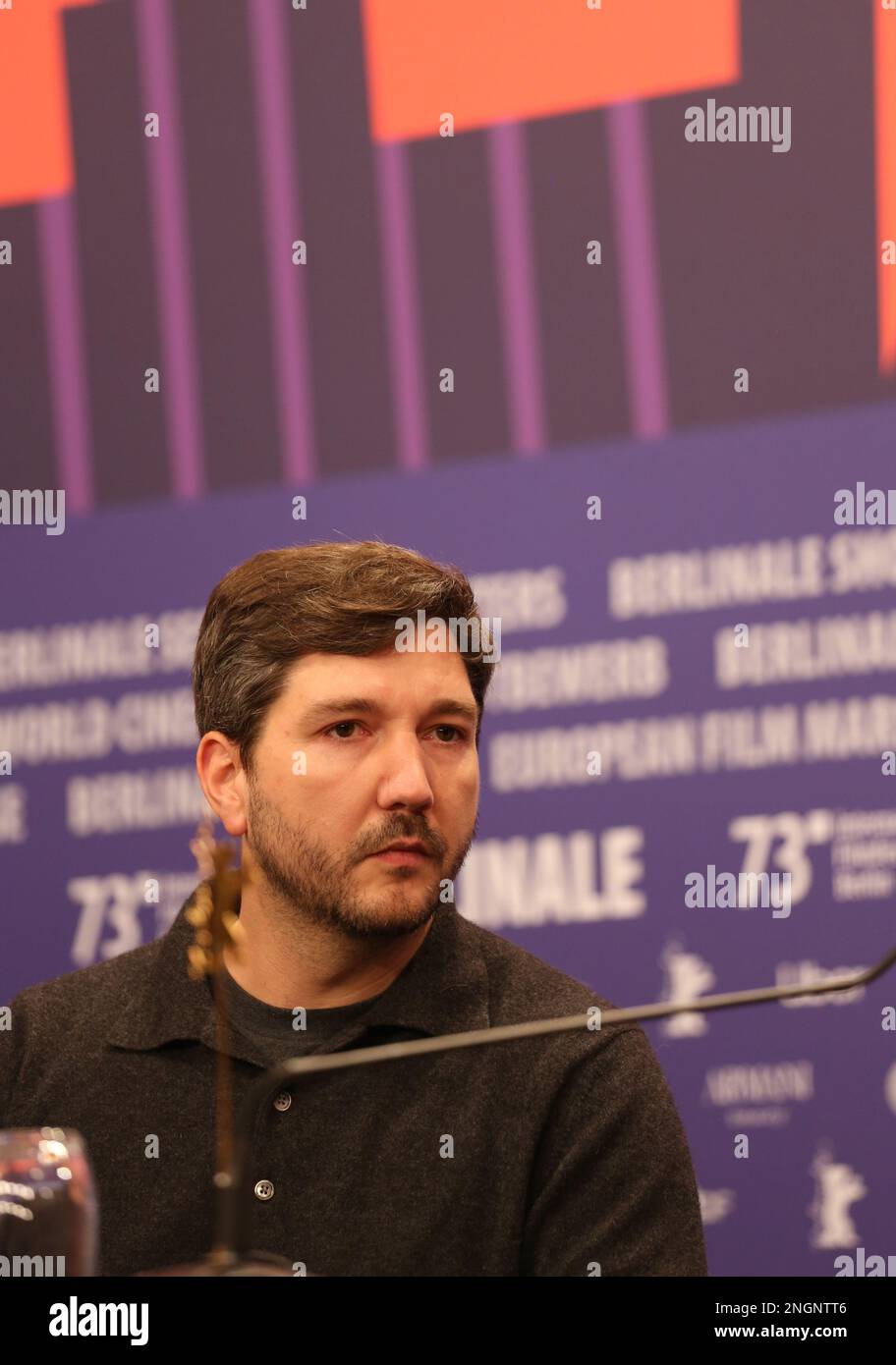 Berlin, Germany. 18th February 2023. Screenwriter Johannes Duncker at the press conference for the film The Teachers’ Lounge (Das Lehrerzimmer) at the 73rd Berlinale International Film Festival, Hotel Grand Hyatt. Credit: Doreen Kennedy/Alamy Live News. Stock Photo