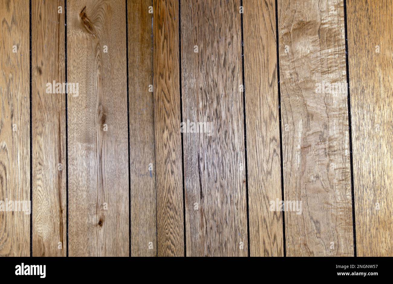 Brown paneling with wood grain and straight lines makes a nice background or texture and offers copy space. A nice rustic flair. Stock Photo