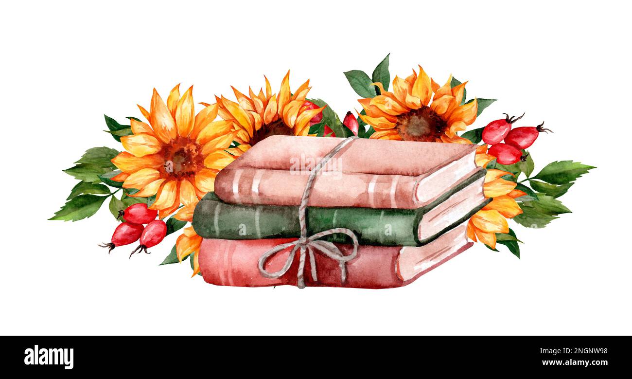 Watercolor Books Clipart