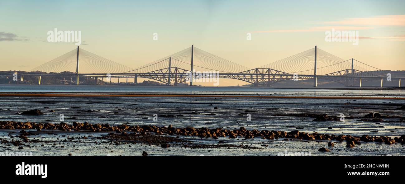 Forth Bridges from Blackness, Scotalnd, UK Stock Photo