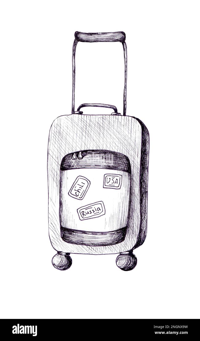 Suitcases and bags for travel. Illustration in graphics. Air travel