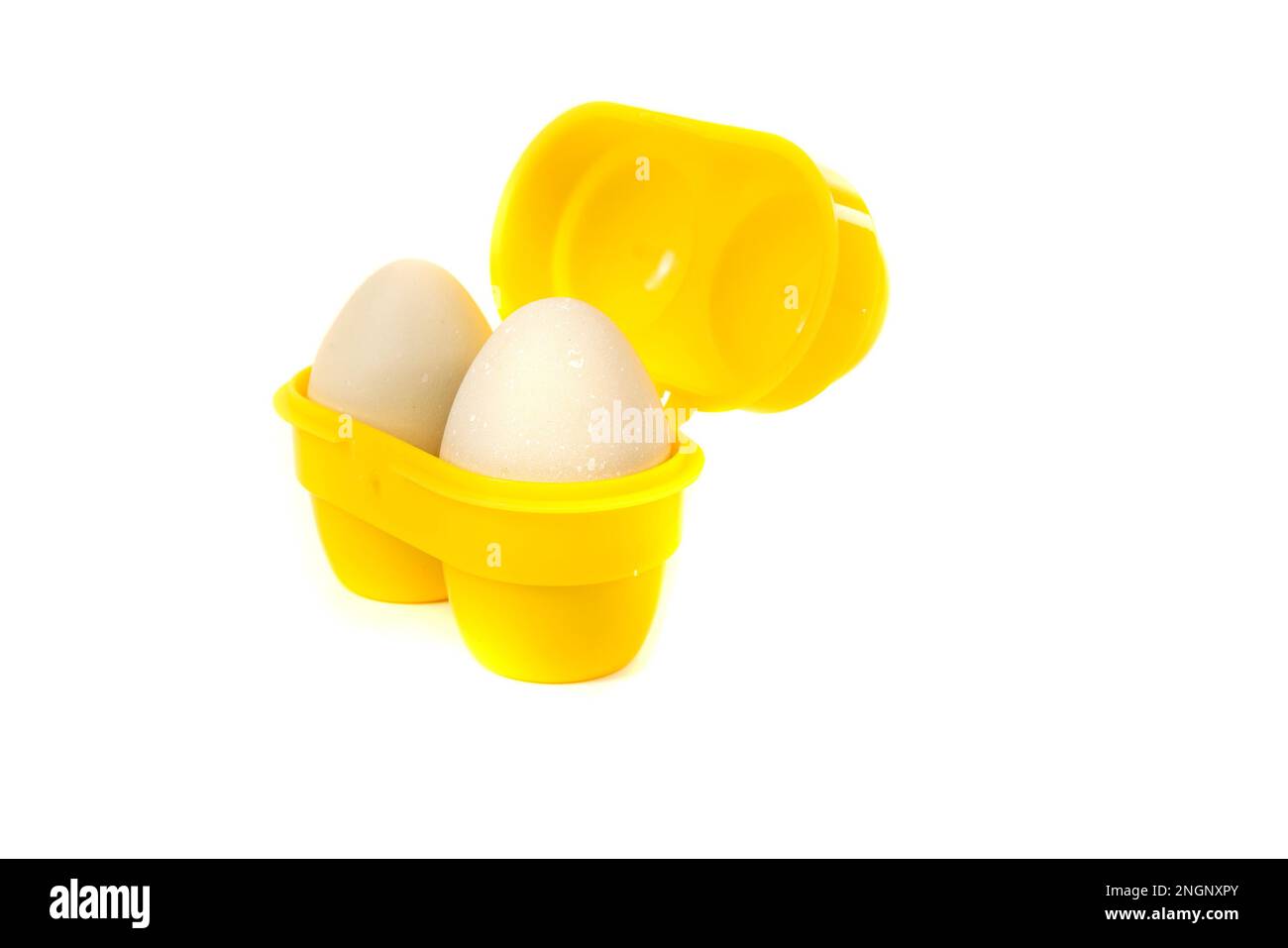 Green farm fresh eggs in a small camping container Stock Photo Alamy