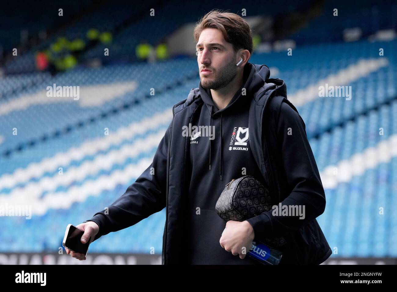 Franco Ravizzoli #23 of MK Dons arrives at the stadium before the Sky Bet  League 1 match Sheffield Wednesday vs MK Dons at Hillsborough, Sheffield,  United Kingdom, 18th February 2023 (Photo by