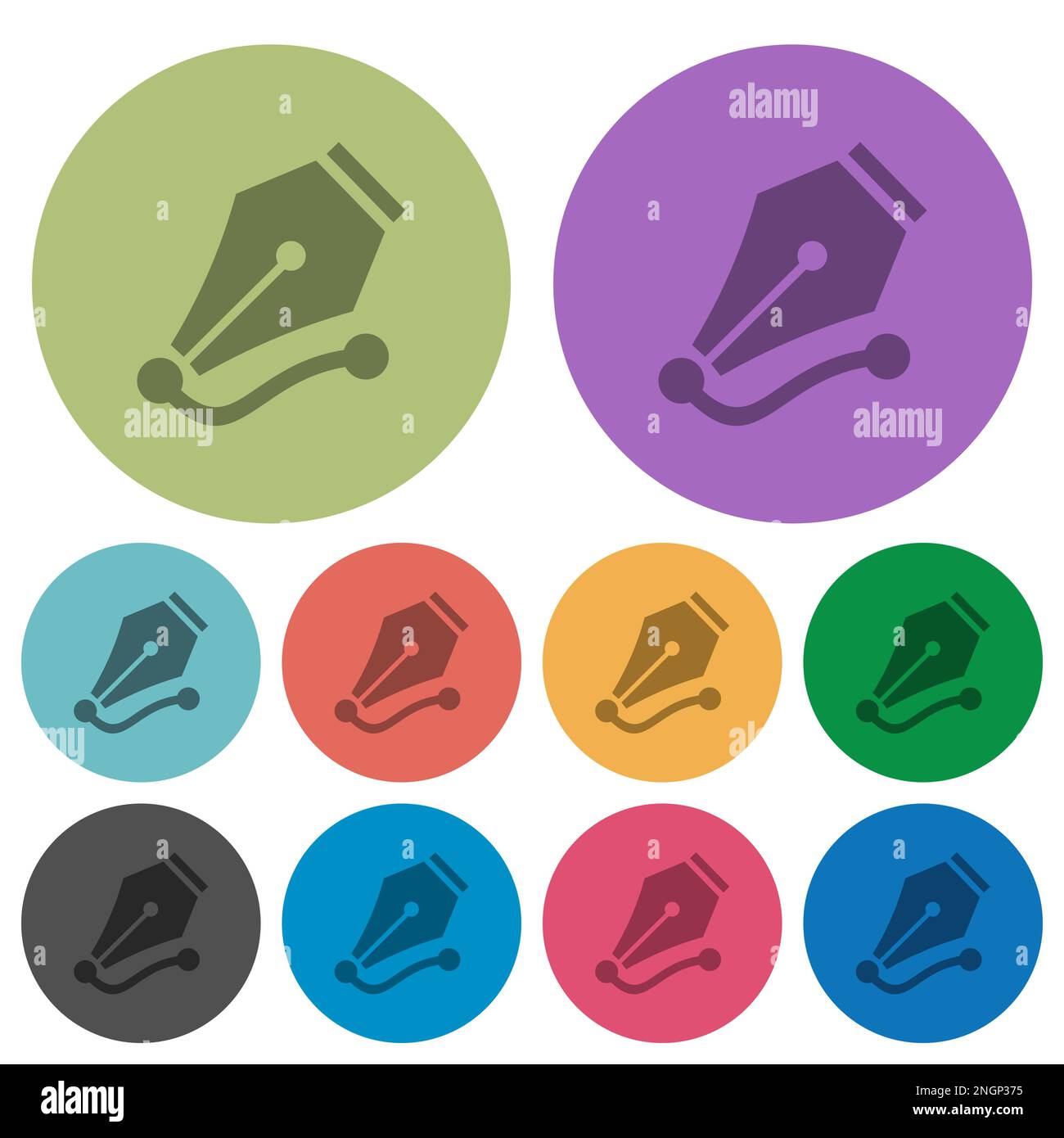Drawing vector curve with pen tool solid darker flat icons on color ...