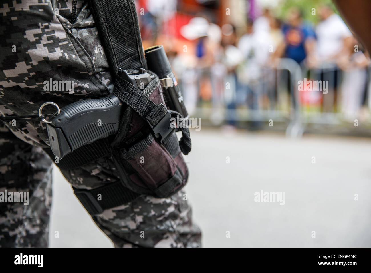 Blue revolver gun in holster hi-res stock photography and images - Alamy