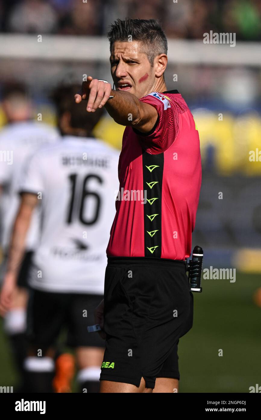 Parma, Italy. 18th Feb, 2023. Tardini Stadium, 18.02.23 Referee Mr.  Niccolo' Baroni during the Serie B match between Parma and Ascoli at  Tardini Stadium in Parma, Italia Soccer (Cristiano Mazzi/SPP) Credit: SPP