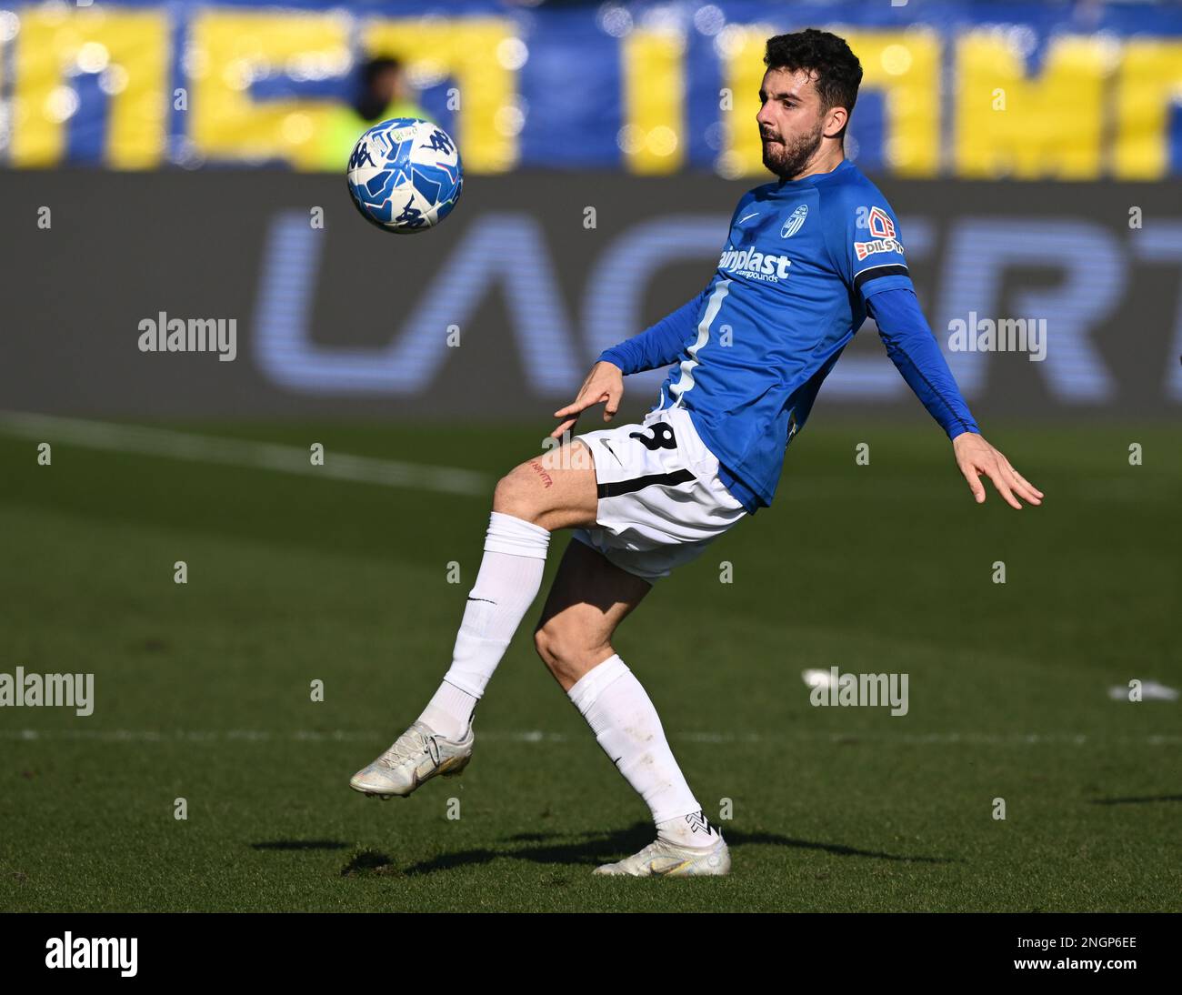 Parma, Italy. 18th Feb, 2023. Tardini Stadium, 18.02.23 Woyo Coulibaly (26  Parma) and Cedric Gondo (15 Ascoli) during the Serie B match between Parma  and Ascoli at Tardini Stadium in Parma, Italia