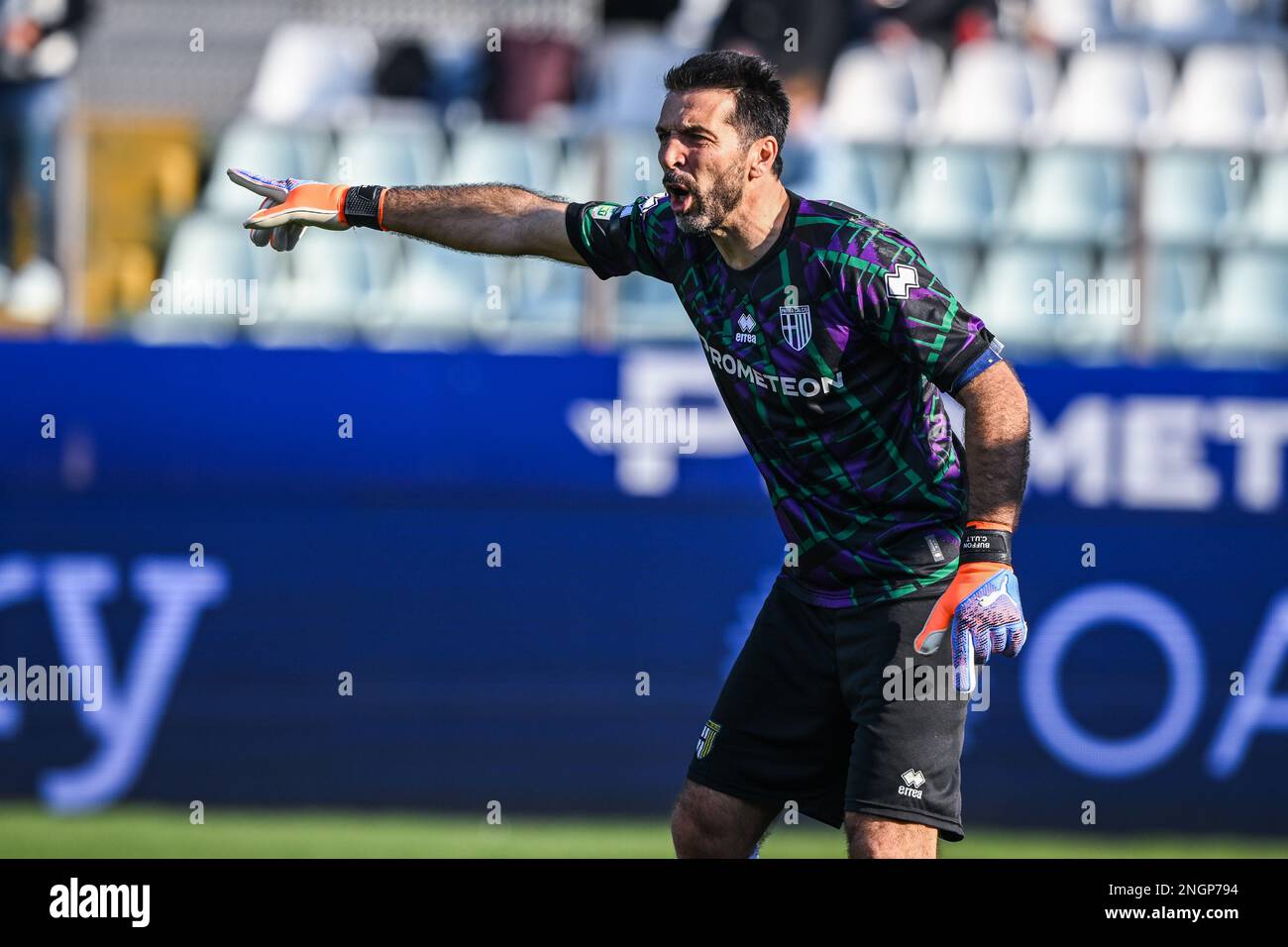 Parma, Italy. 18th Feb, 2023. Tardini Stadium, 18.02.23 Goalkeeper  Gianluigi Buffon (1 Parma) during the Serie B match between Parma and  Ascoli at Tardini Stadium in Parma, Italia Soccer (Cristiano Mazzi/SPP)  Credit