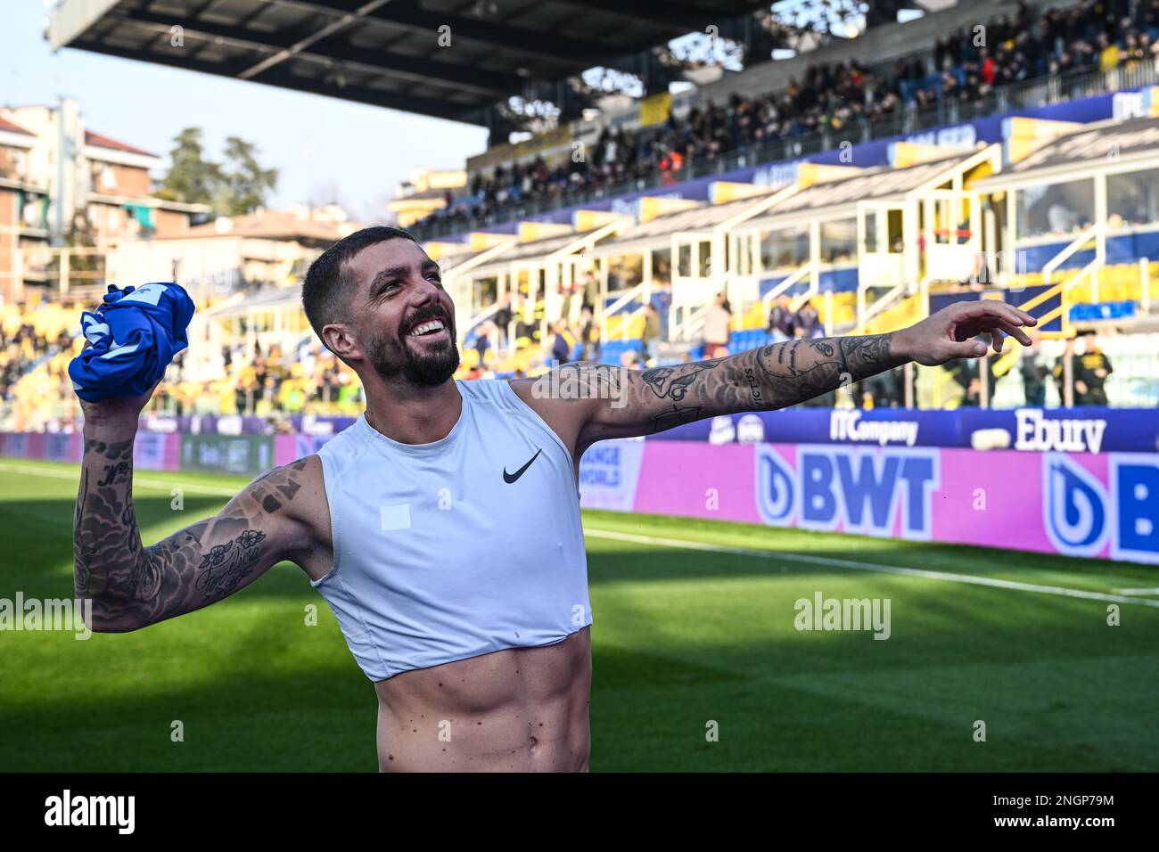 Parma, Italy. 18th Feb, 2023. Tardini Stadium, 18.02.23 Francesco Forte (11  Ascoli) after the Serie B match between Parma and Ascoli at Tardini Stadium  in Parma, Italia Soccer (Cristiano Mazzi/SPP) Credit: SPP