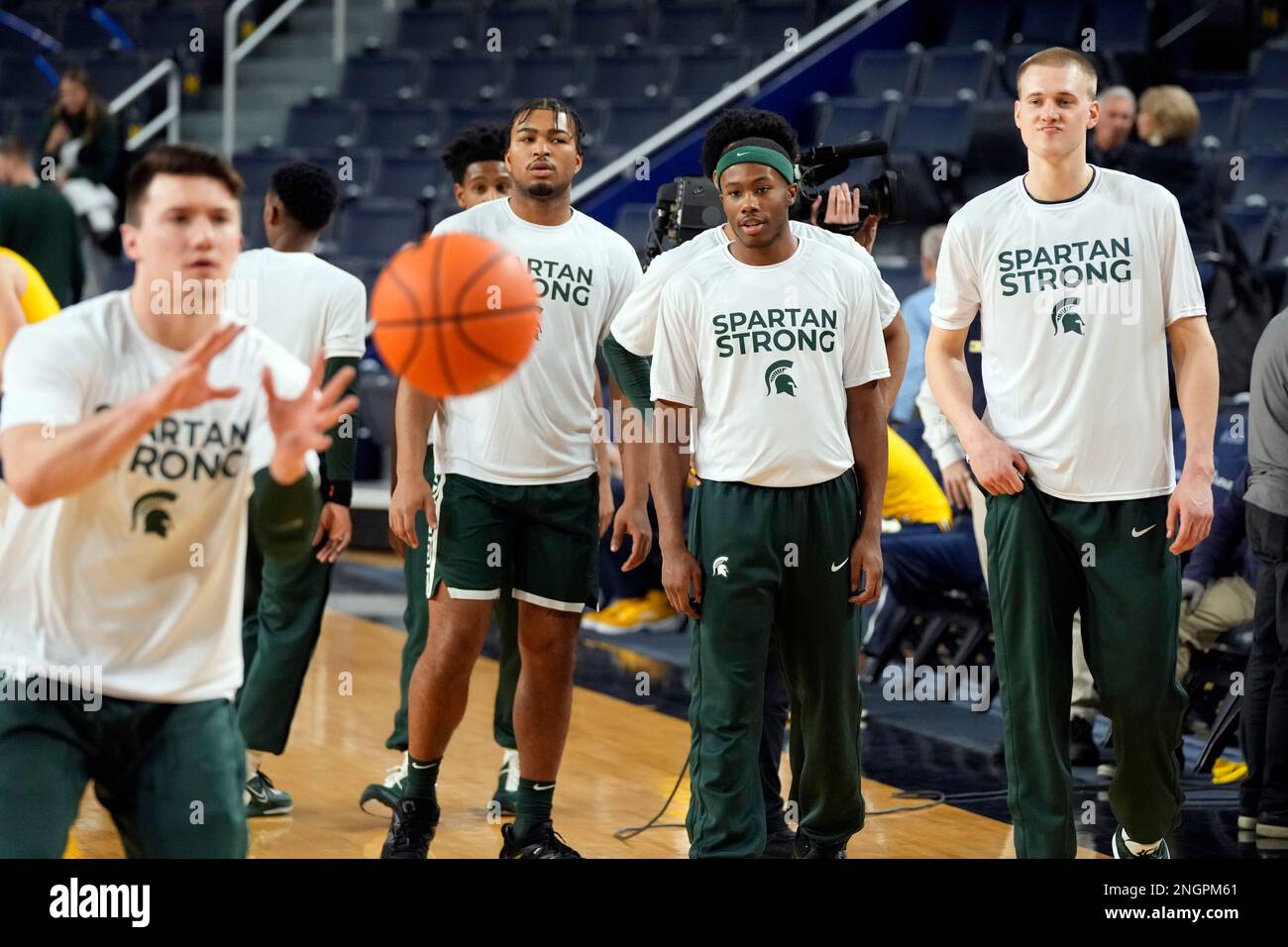 Michigan State University Basketball Members Practice Before An NCAA Michigan state university basketball members practice before an ncaa