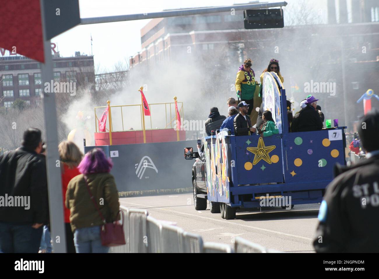 mardi gras float on fire