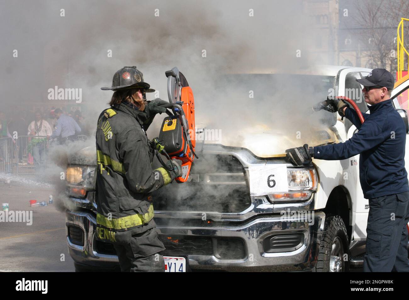 mardi gras float catches fire