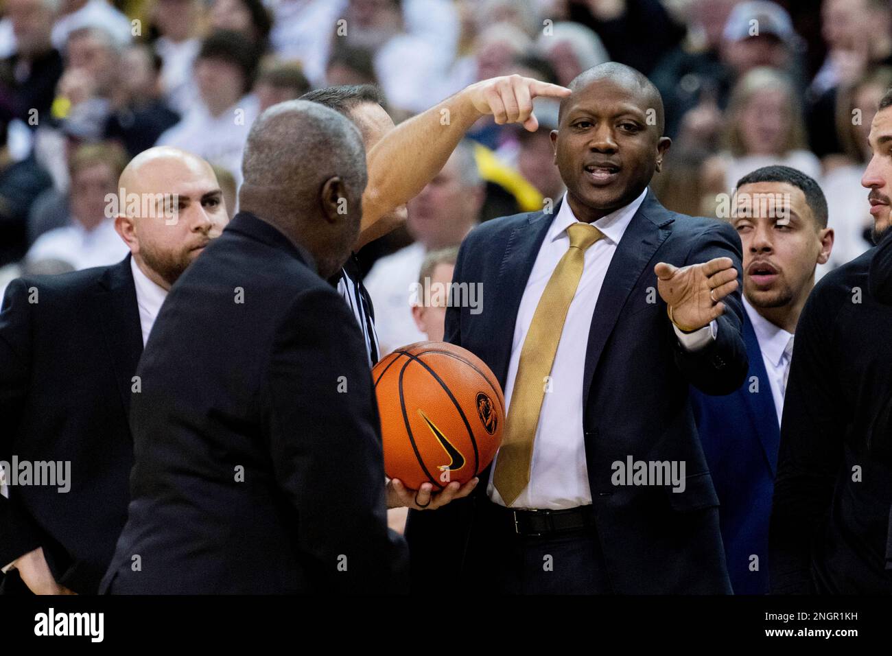 Missouri head coach Dennis Gates talks with an official during the