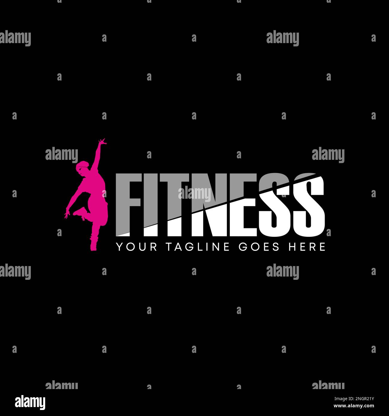 Writing FITNESS in letter cutting font with woman dance image graphic ...