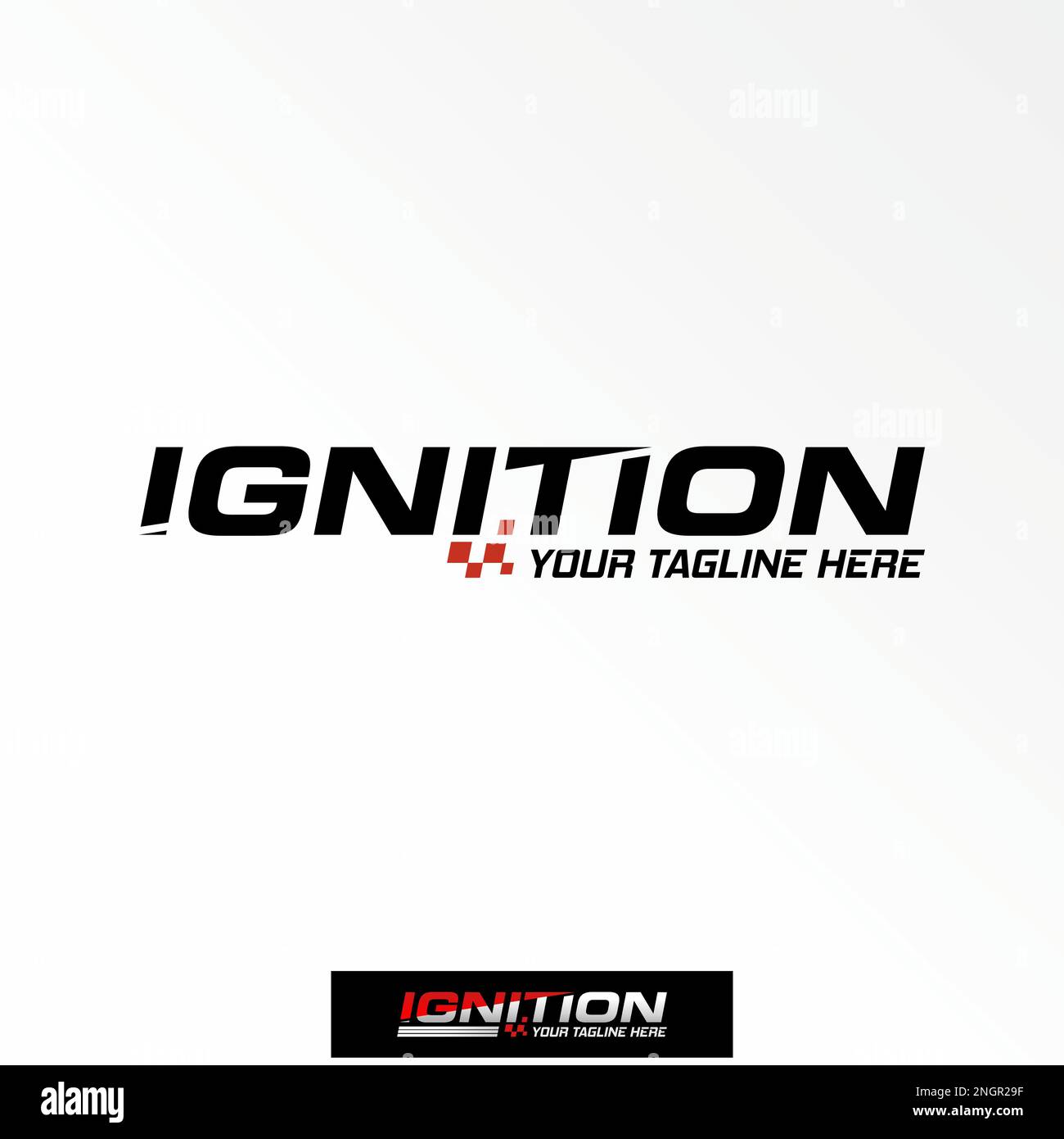 Letter or writing IGNITION font with cutting and racing flag image