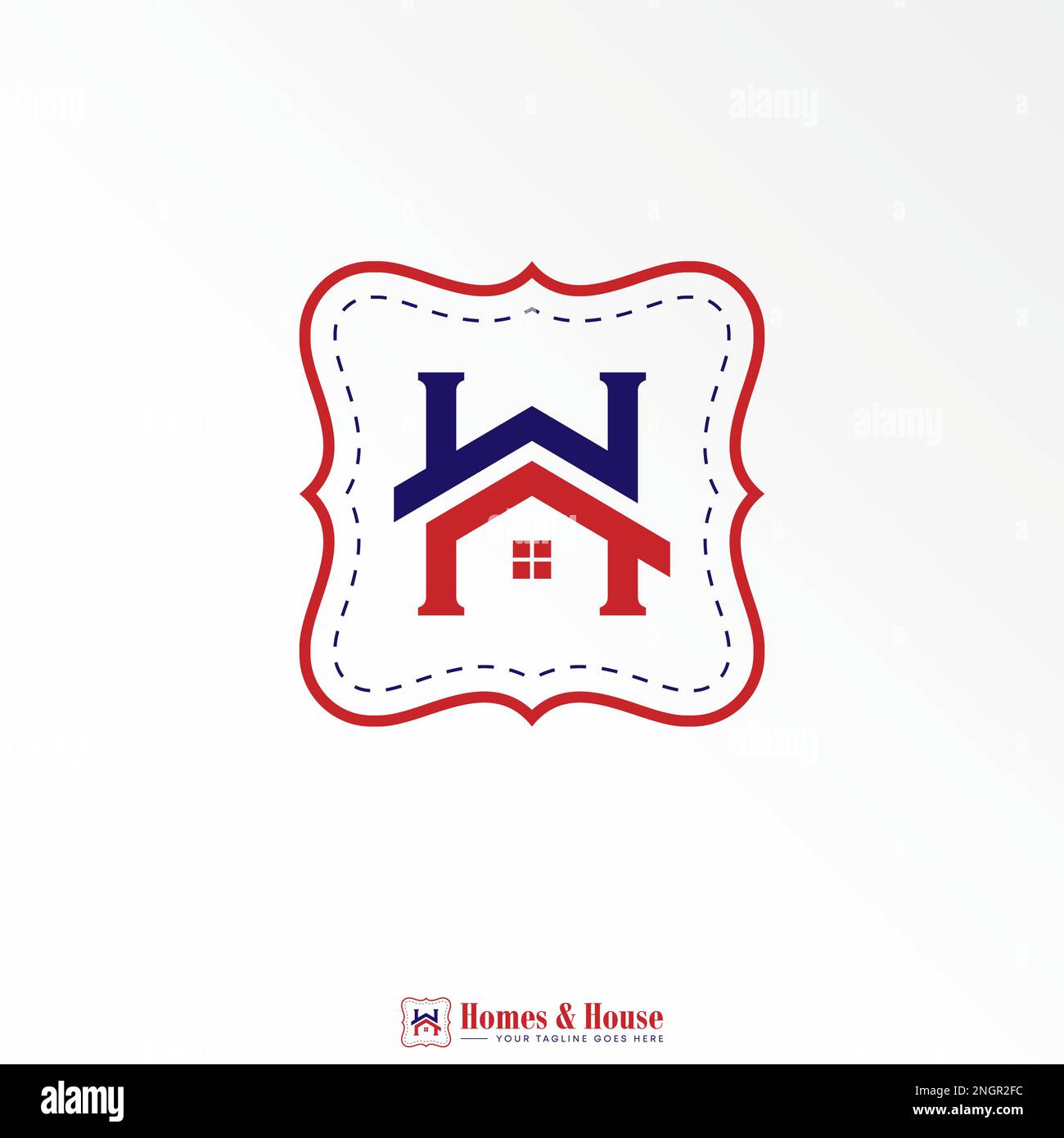 Simple and unique Roof House and letter or word H font with ornament ...