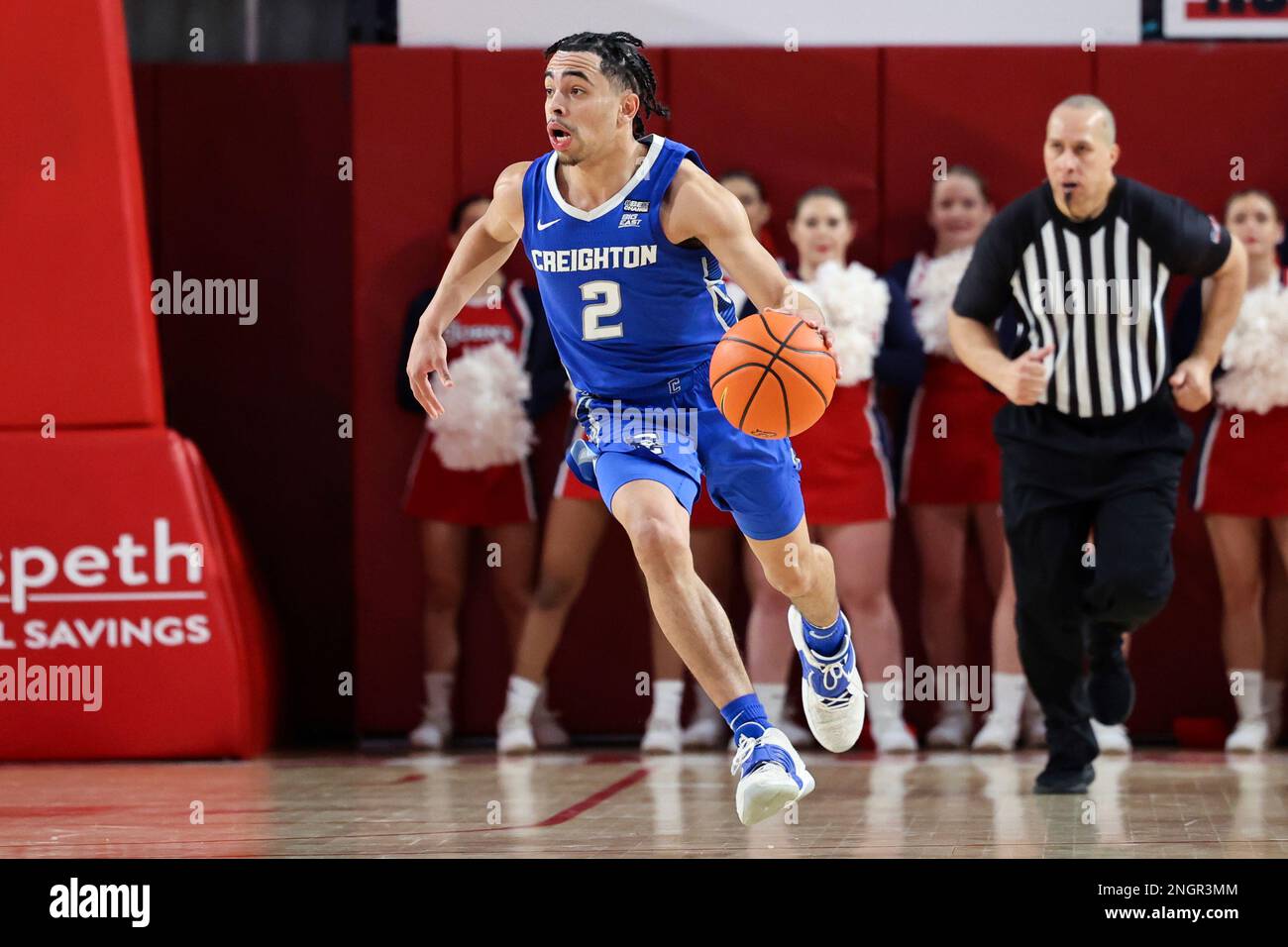 Creighton guard Ryan Nembhard brings the gall up during the second half