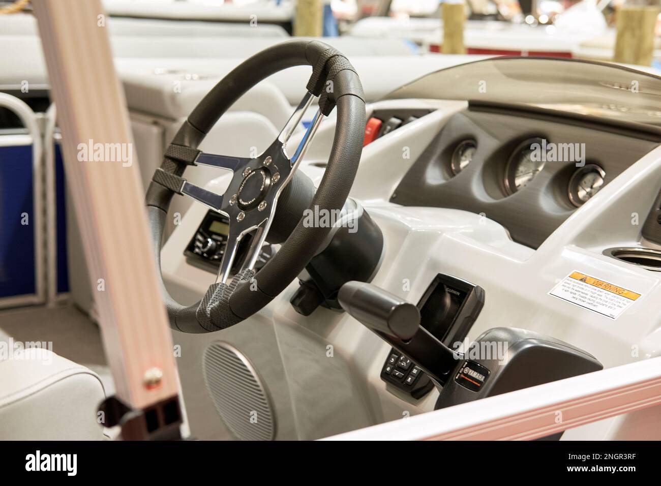 Closeup of a boat cockpit at the Seaside Boat Show in Ocean City, MD