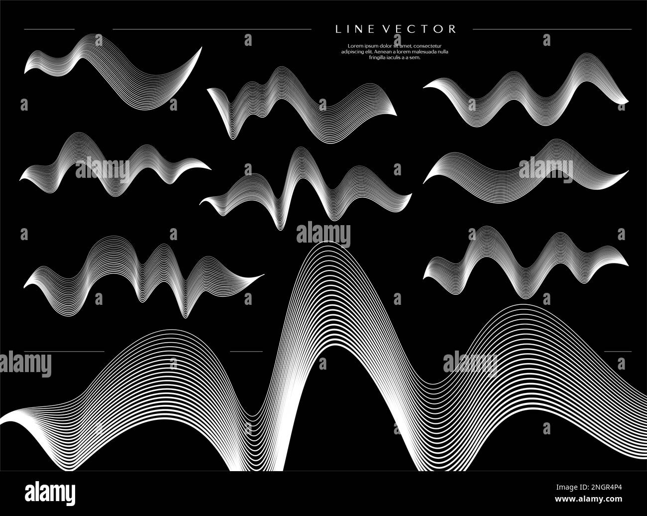 Set of wave blend line design template. Modern flowing lines wireframe