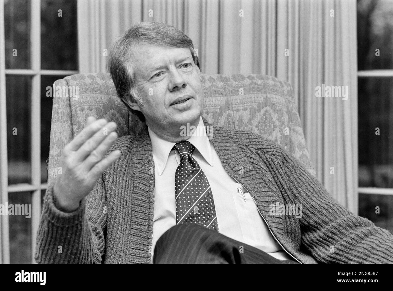 President Jimmy Carter at his Plains, home. 1977 Stock Photo