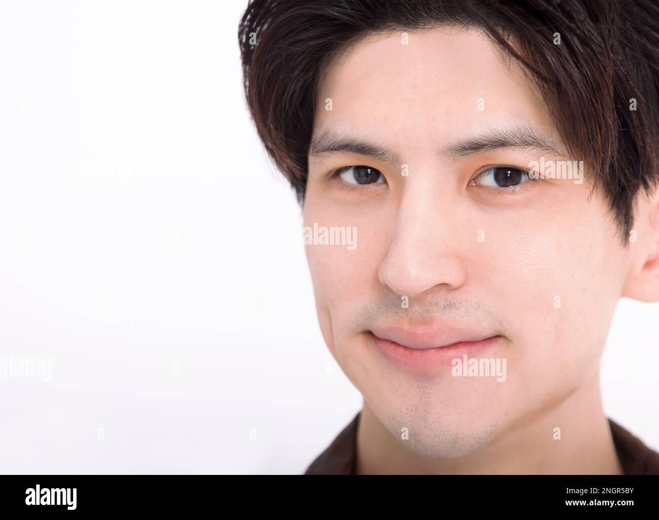Closeup handsome young man with healthy  face Stock Photo