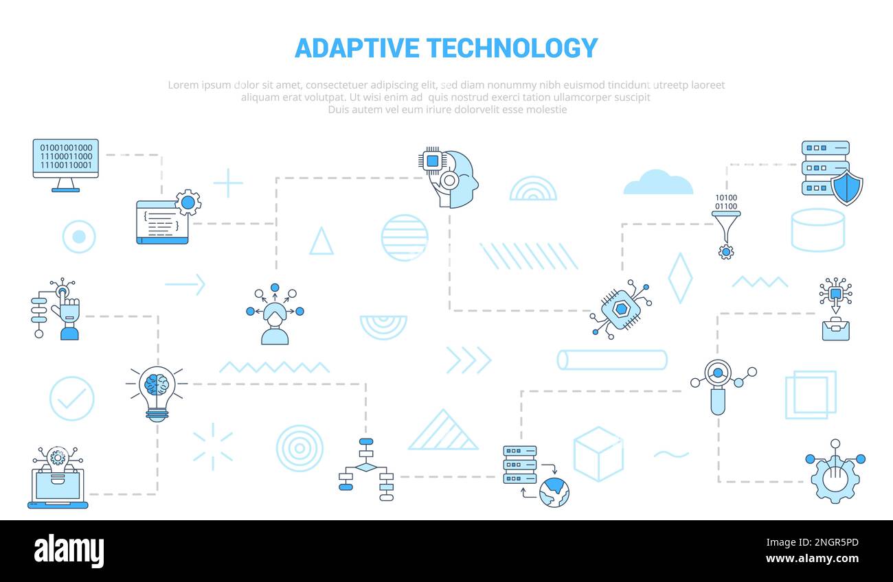 adaptive technology concept with icon set template banner with modern blue color style vector Stock Photo