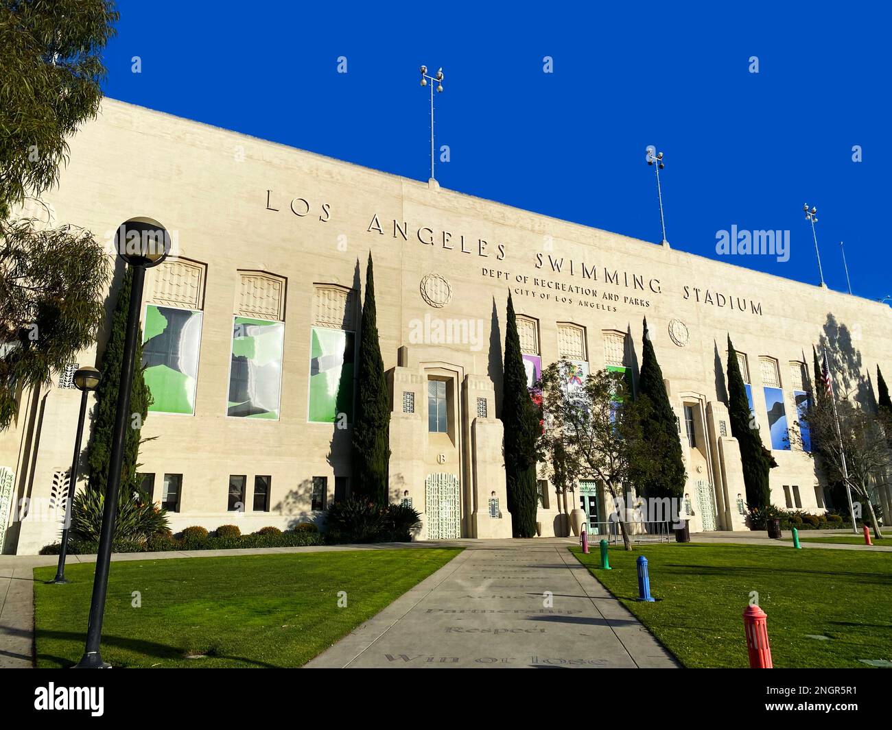The Los Angeles Swimming Stadium, LA84 Foundation/John C. Argue Swim Stadium Stock Photo