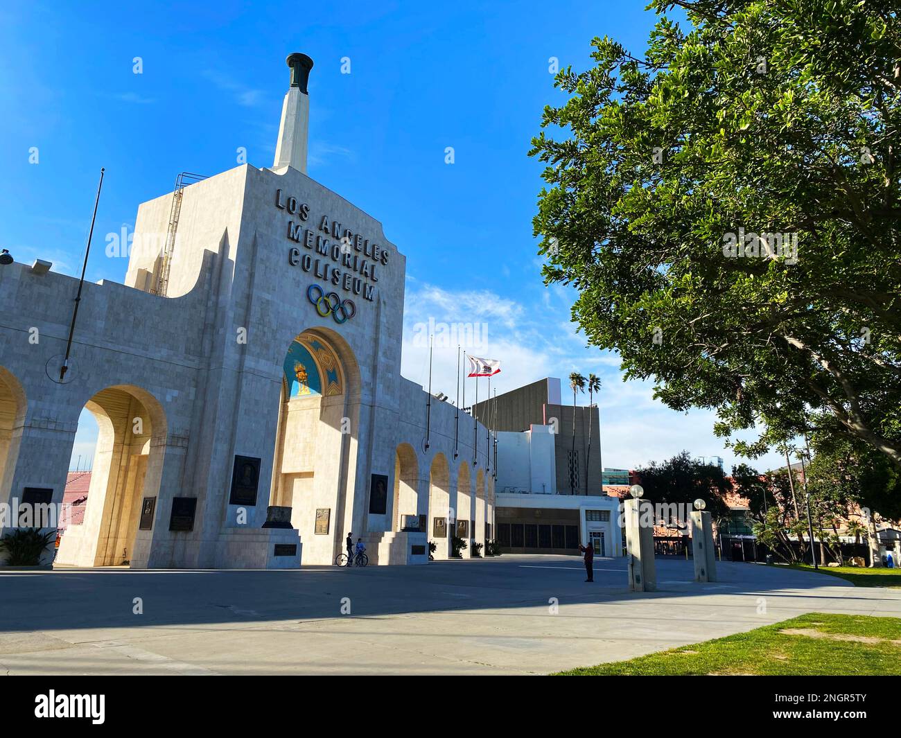 The Los Angeles Memorial Coliseum stadium in Exposition Park Stock Photo