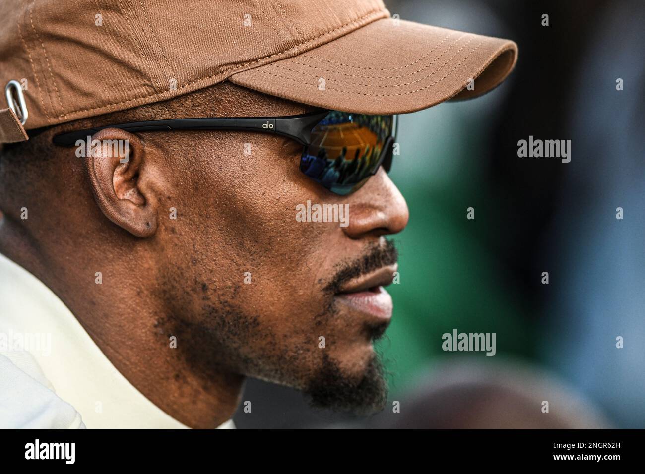 Jimmy Butler, basketball player and NBA superstar, attending to a tennis match at the Argentina Open 2023 in Buenos Aires Stock Photo