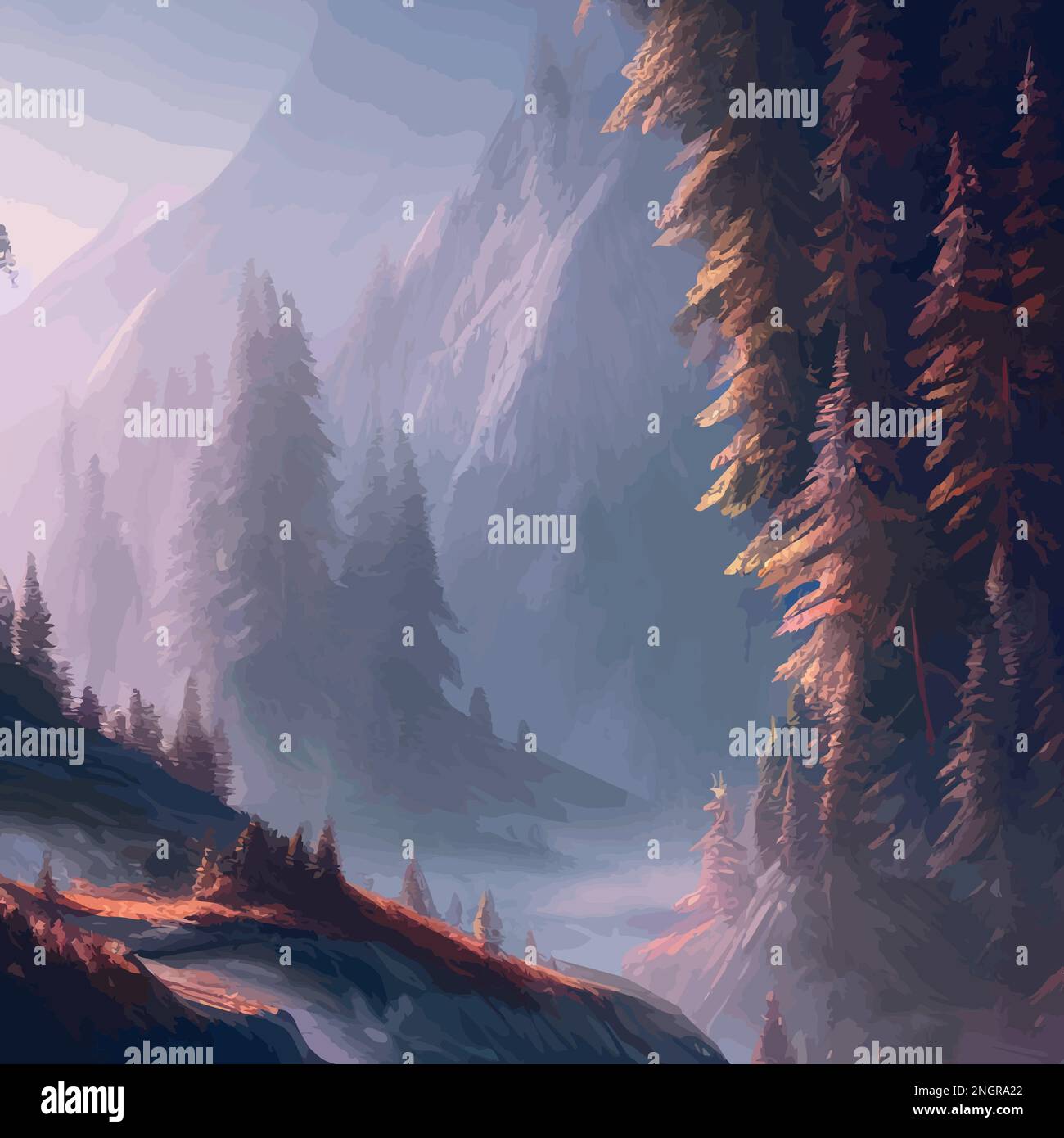 Foggy alps Stock Vector Images - Alamy