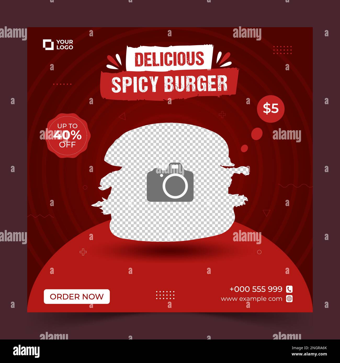 Super delicious food social media post template. Healthy and tasty food banner, flyer or poster