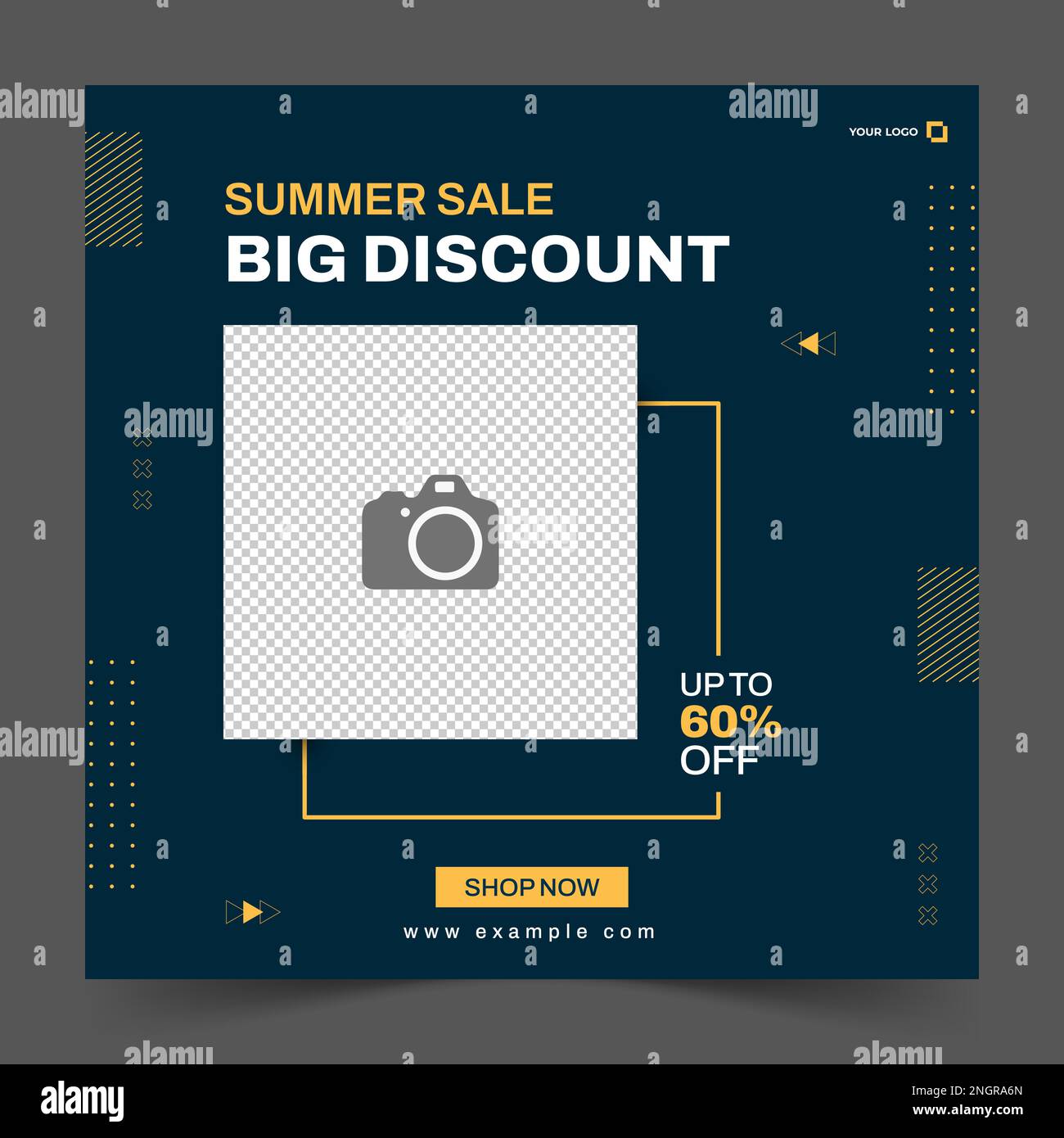 Summer sale social media post template for special offer. Digital banner, Poster, product promotion, digital layout. Vector illustration. Stock Vector