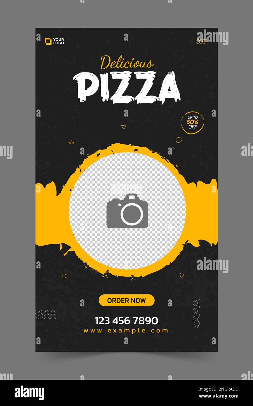 Super delicious fast food social media post story template. Healthy and tasty food web banner Stock Vector