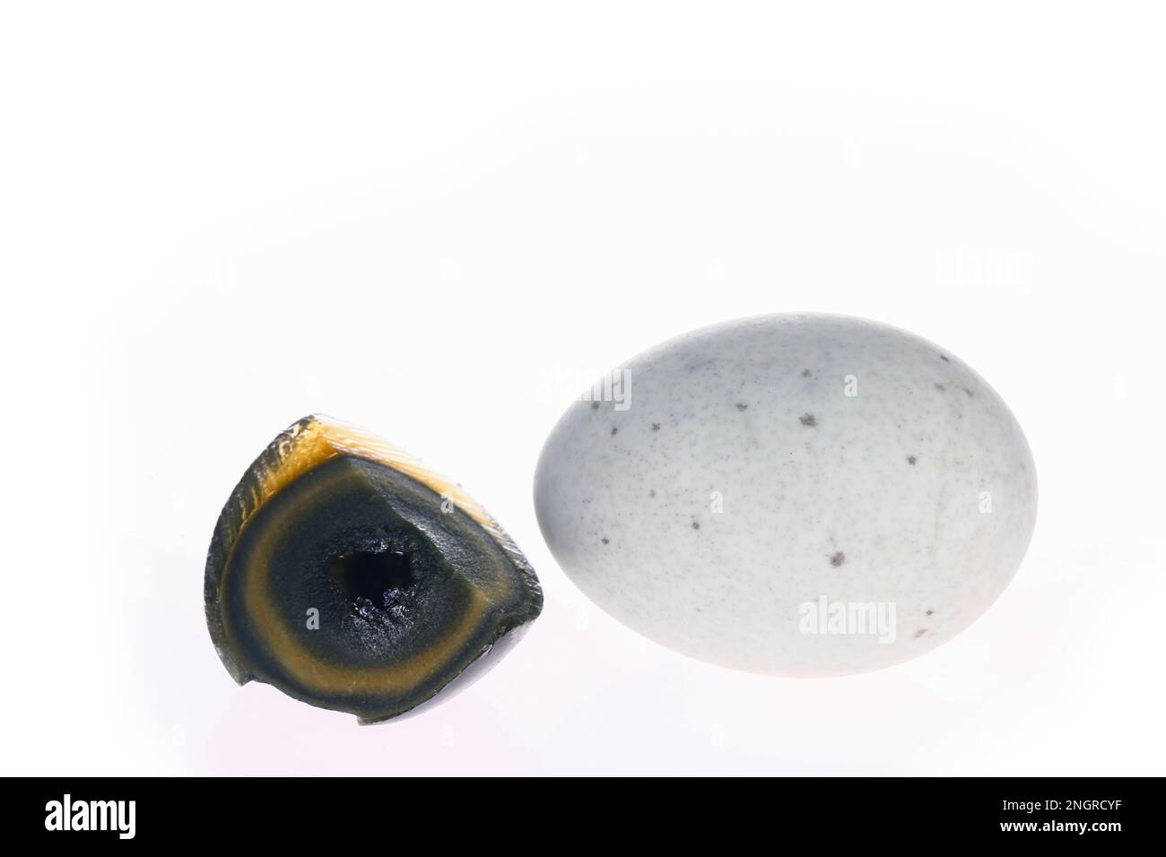 Eggs, duck egg, preserved egg on a white background, close-up pictures