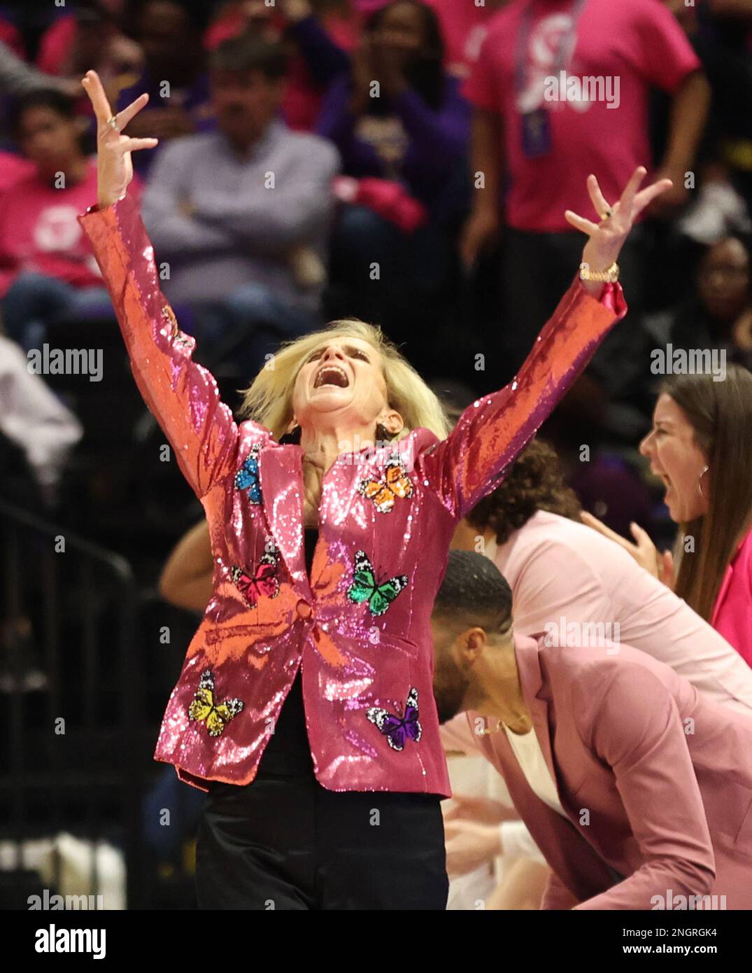 Baton Rouge, USA. 16th Feb, 2023. LSU Lady Tigers head coach Kim Mulkey