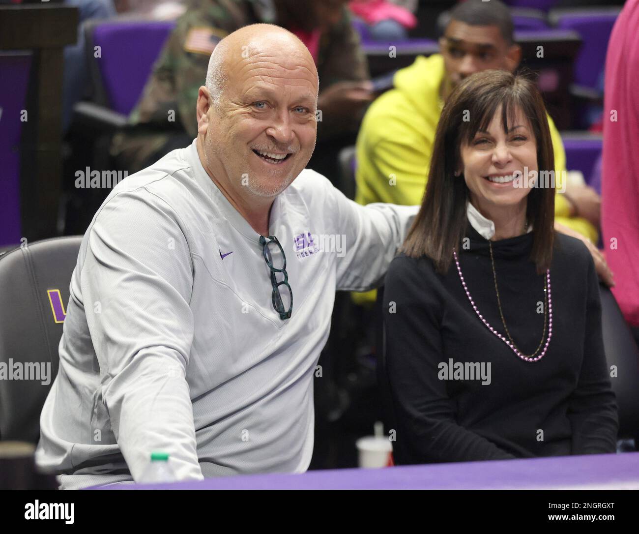 Baton Rouge, USA. 16th Feb, 2023. Baseball Hall of Famer Cal Ripken Jr. poses with his wife Laura during a women's college basketball game at the Pete Maravich Assembly Center in Baton Rouge, Louisiana on Thursday, February 16, 2022. (Photo by Peter G. Forest/Sipa USA) Credit: Sipa USA/Alamy Live News Stock Photo