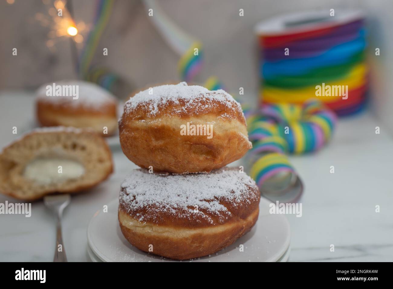 sweet home made Krapfen or Berliner doughnuts Stock Photo