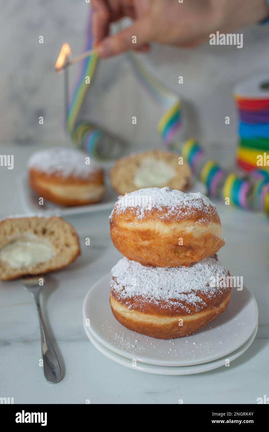 sweet home made Krapfen or Berliner doughnuts Stock Photo - Alamy