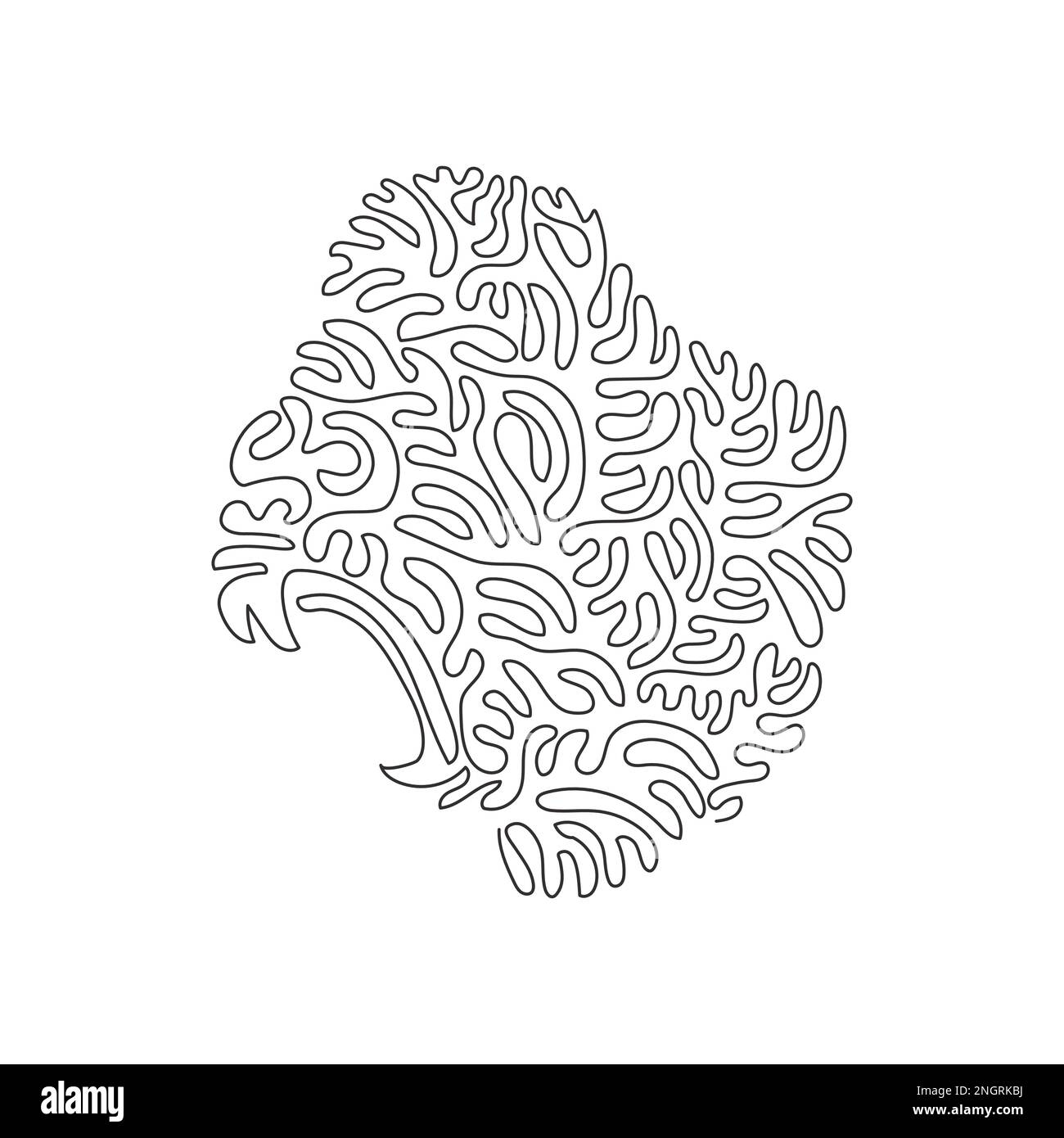 Single swirl continuous line drawing of gruesome gorilla. Continuous line drawing graphic design vector illustration gorilla is largest of the ape Stock Vector