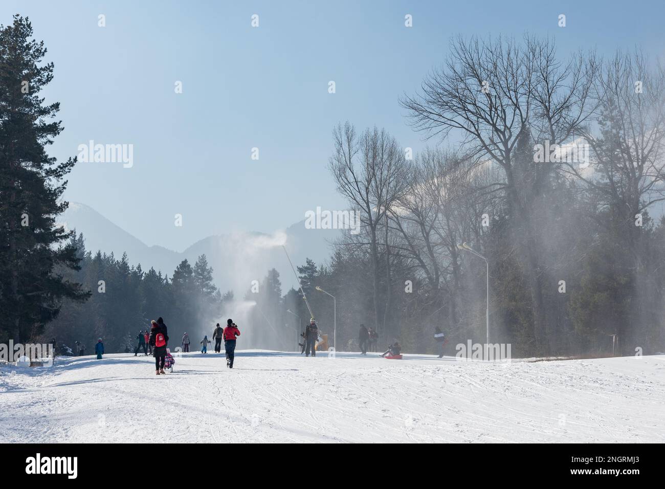 Bansko, Bulgaria February 11, 2023 Bulgarian winter ski resort