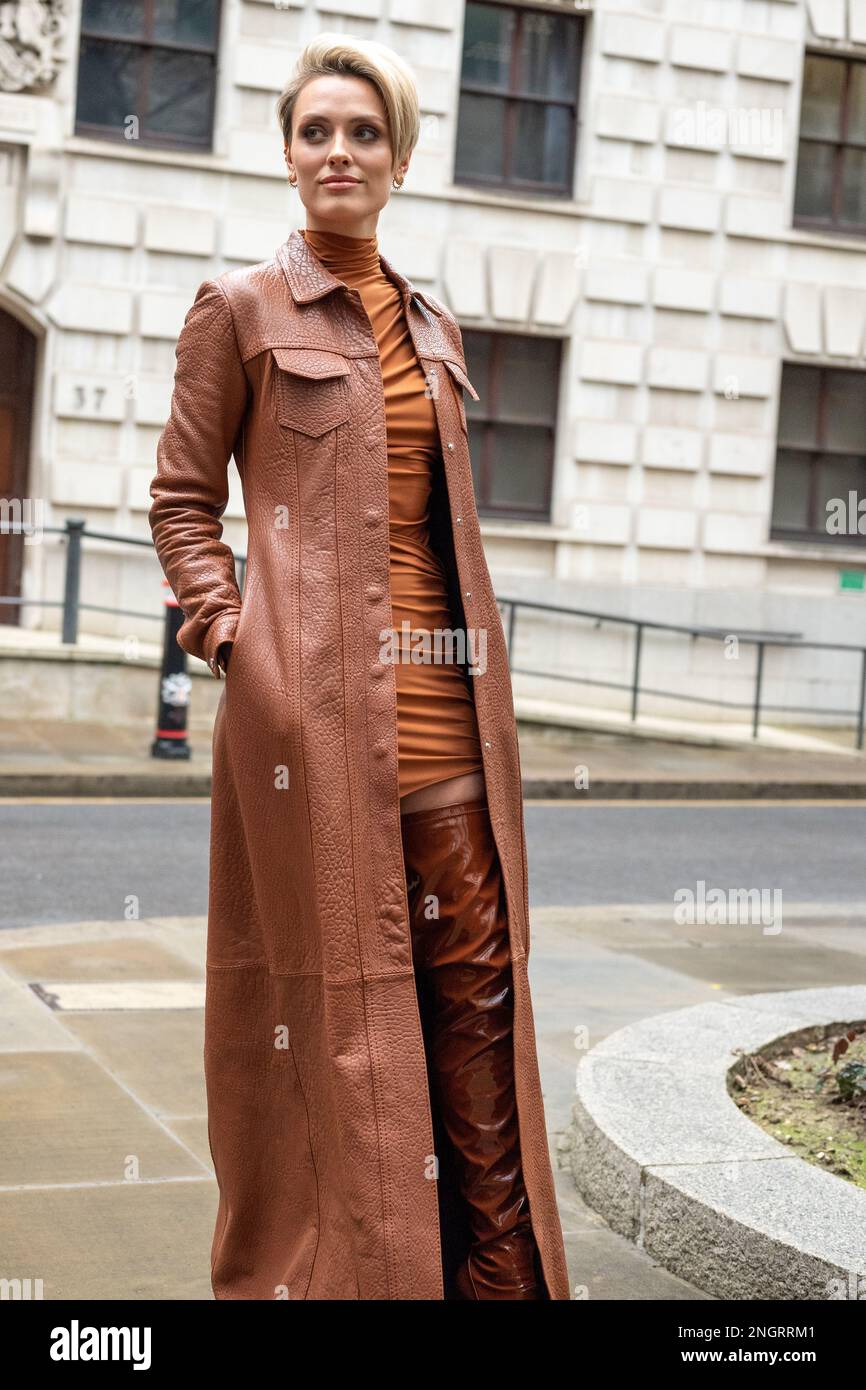 London, UK. 18th Feb, 2023. Wallis Day is photographed outside the