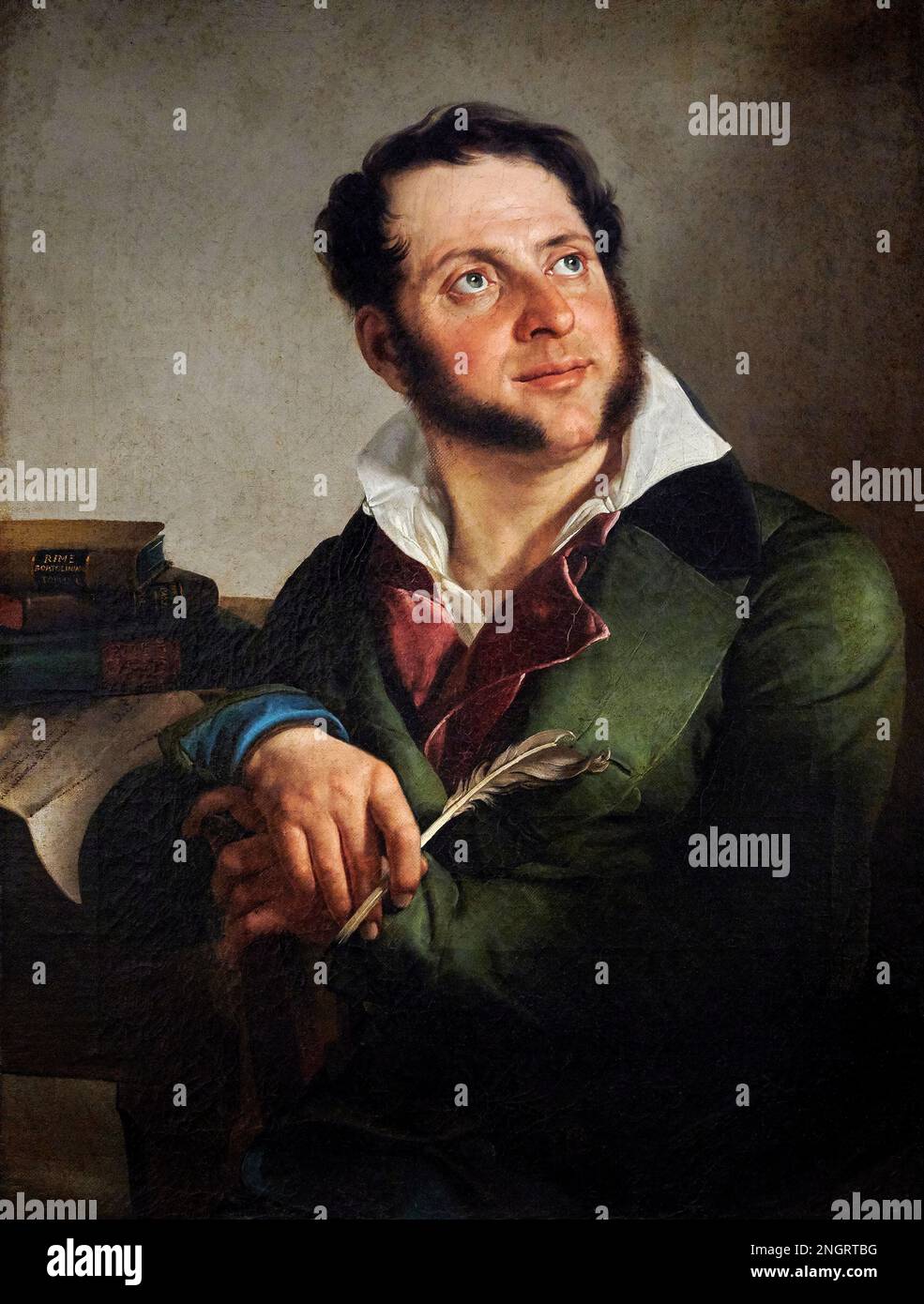 Ritratto del poeta Pietro Ruggeri da Stabello   - olio su tela  - Enrico Scuri  - 1838  - Bergamo, Accademia Carrara Stock Photo