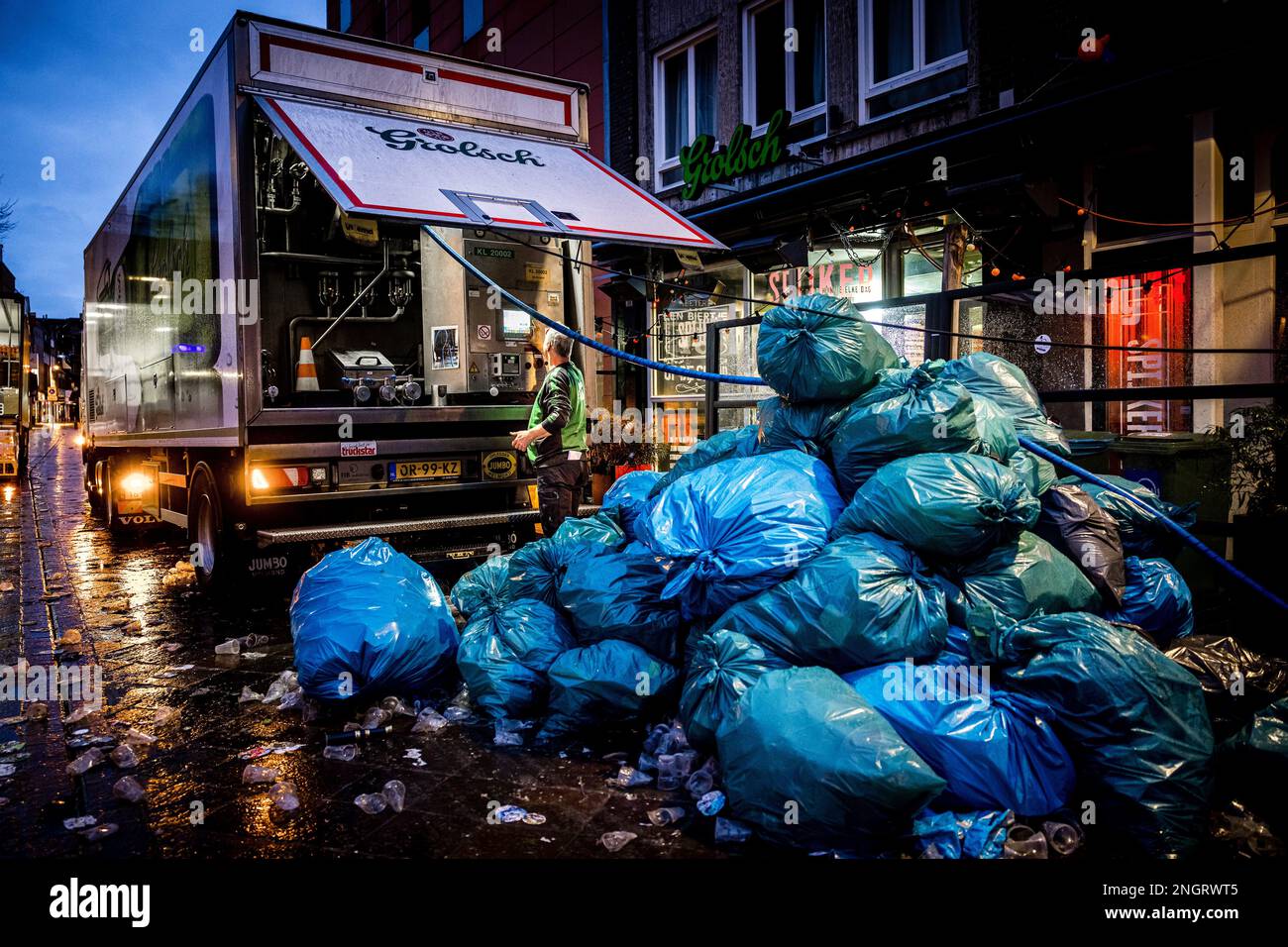 EINDHOVEN Trucks with beer in the Stratumseind entertainment area after the first carnival