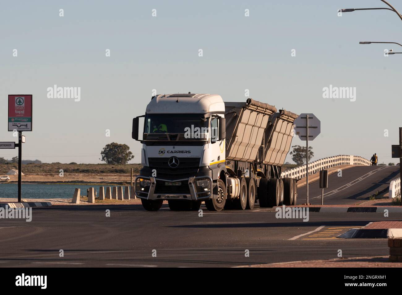 Velddrif, Western Cape, South Africa. 2023. Truck with side tipping