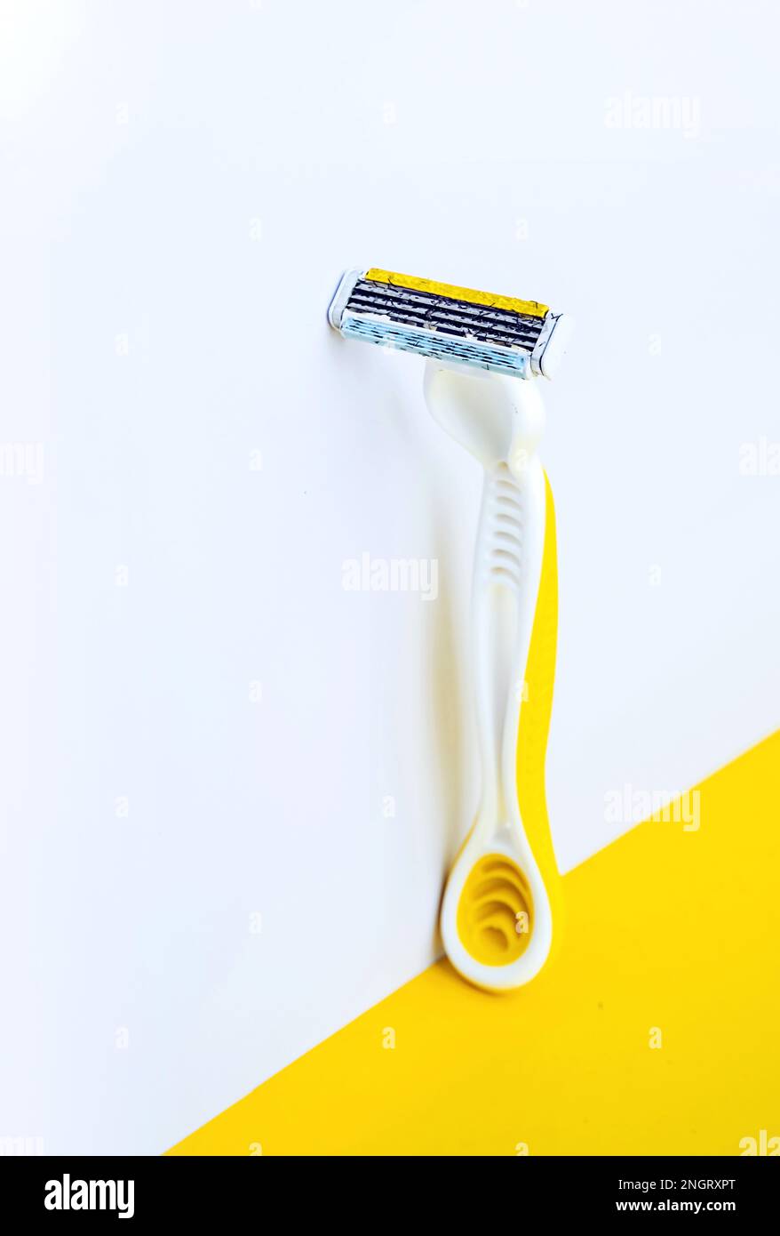 Used disposable razor for safe shaving. Female razor for daily personal hygiene Stock Photo Alamy