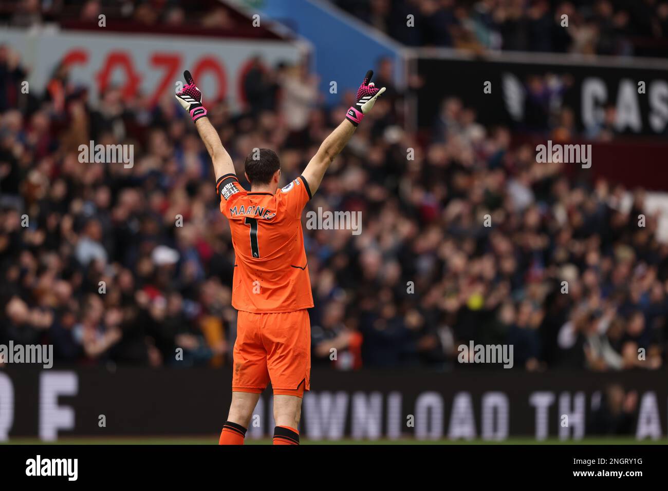 Birmingham, UK. 18th Feb, 2023. Emiliano Martinez (AV) at the Aston Villa v Arsenal EPL match, at Villa Park, Birmingham, UK on February 18, 2023. Credit: Paul Marriott/Alamy Live News Stock Photo