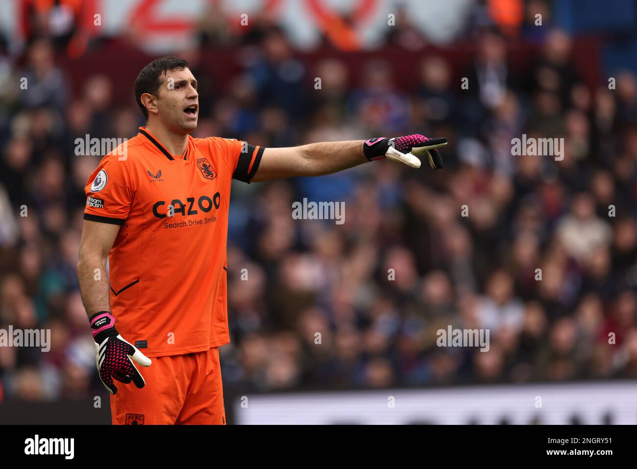 Birmingham, UK. 18th Feb, 2023. Emiliano Martinez (AV) at the Aston Villa v Arsenal EPL match, at Villa Park, Birmingham, UK on February 18, 2023. Credit: Paul Marriott/Alamy Live News Stock Photo