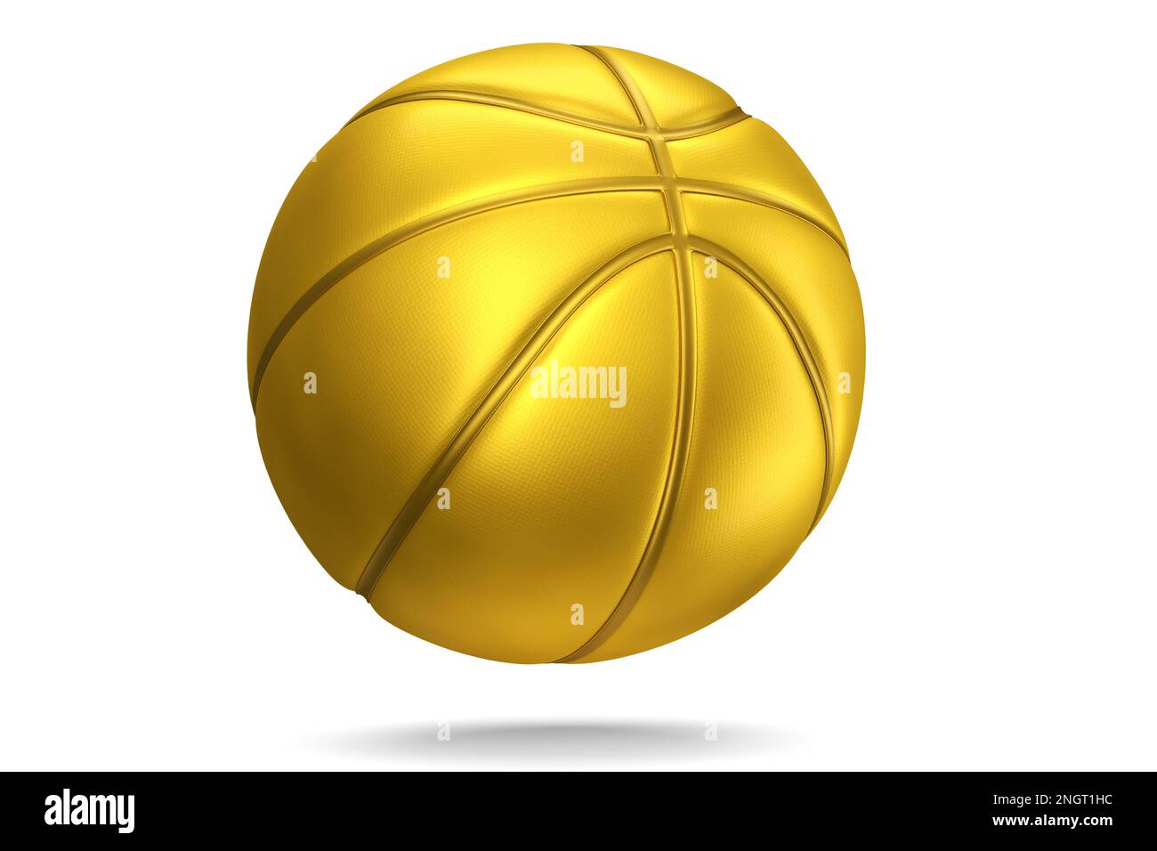 Gold basketball ball isolated on white background. 3d rendering of